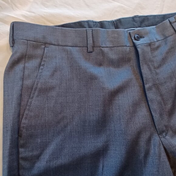 NEW Armani Exchange Steele Blue LONG Modern Fit Flat Front Solid Dress Pants - Picture 6 of 12